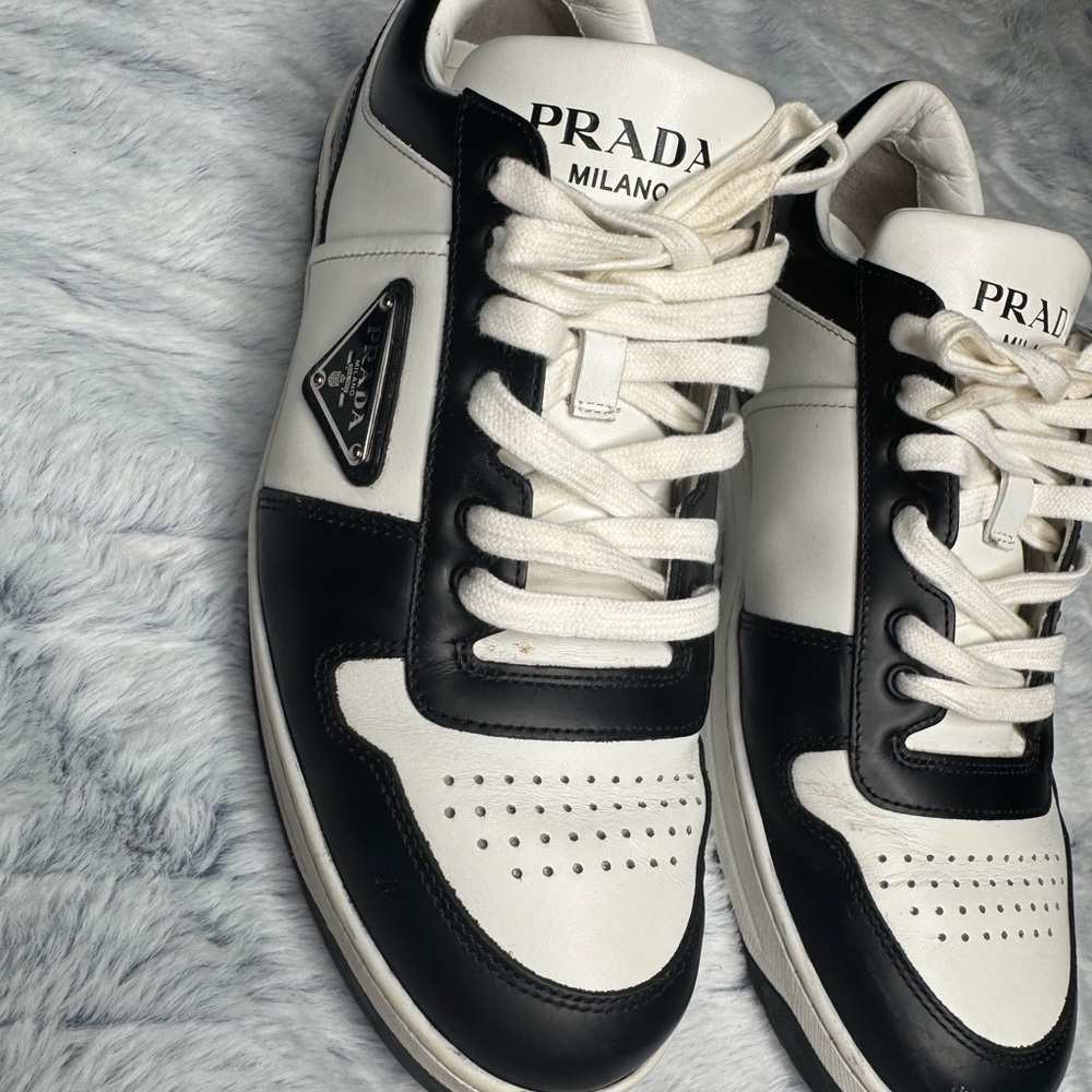 Prada Black and White Sneakers Premium Leather